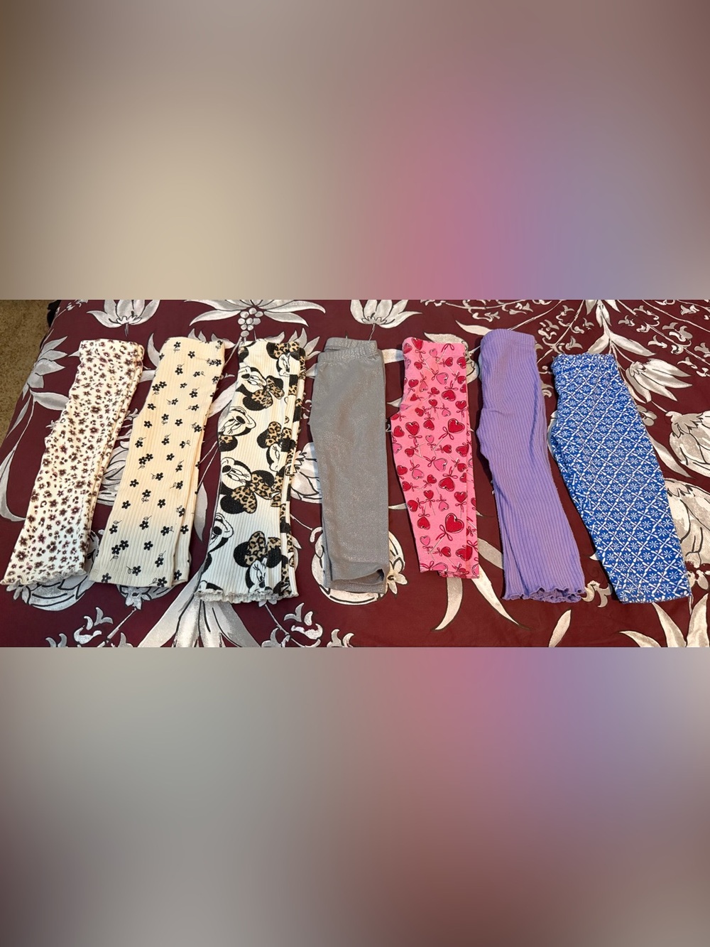 Assorted Patterned Knee-High Socks — Pink, Purple, Blue, Gray, Cream